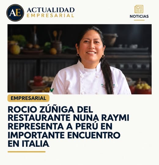 Rocío Zúñiga, leader of Nuna Raymi restaurant, wearing a chef jacket